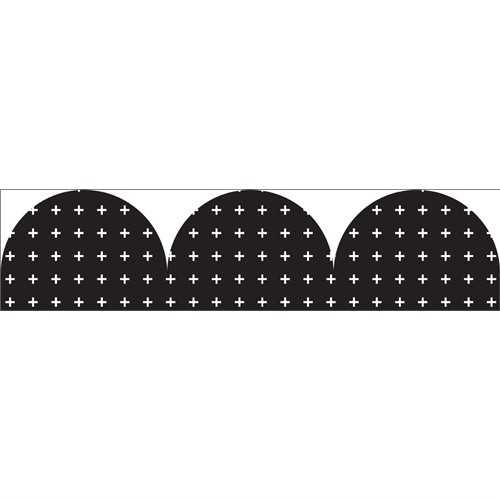 10. Black white Crosses Rolled Scalloped Border